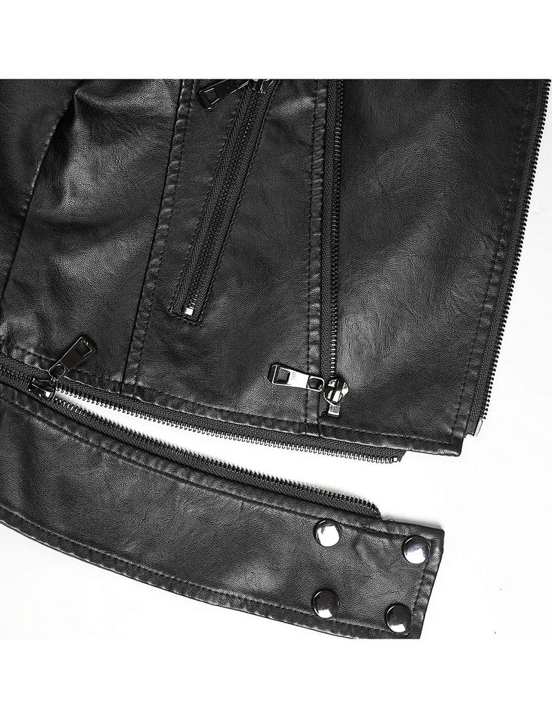 Tanming Women's Faux Leather Moto Biker Short Coat Jacket (Black14-M) - Image 5